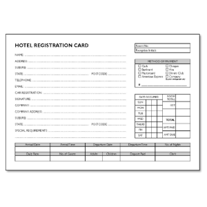 HOTEL REGISTRATION CARD